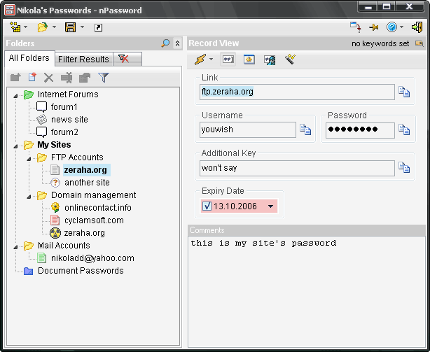 Screenshot of nPassword